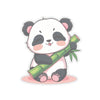 Sleepy Kawaii Panda Holding Bamboo