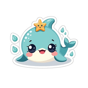 Adorable Dolphin Kiss Cut Vinyl Sticker | Cute and Whimsical Ocean Design for Water Bottles, Laptops, and More