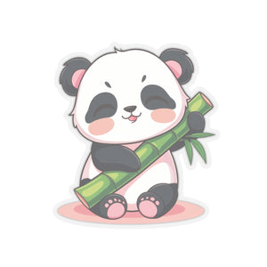 Sleepy Kawaii Panda Holding Bamboo