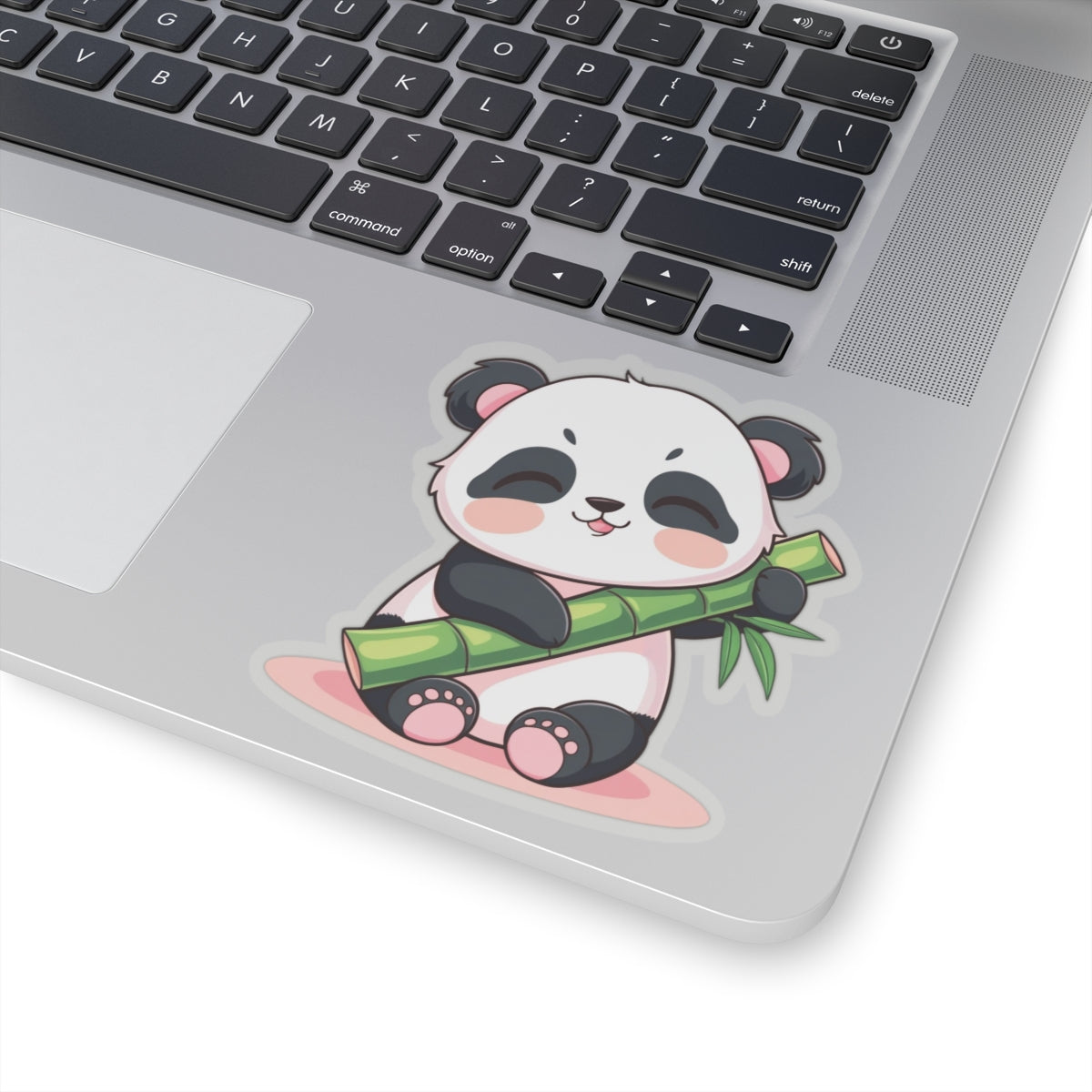 Sleepy Kawaii Panda Holding Bamboo