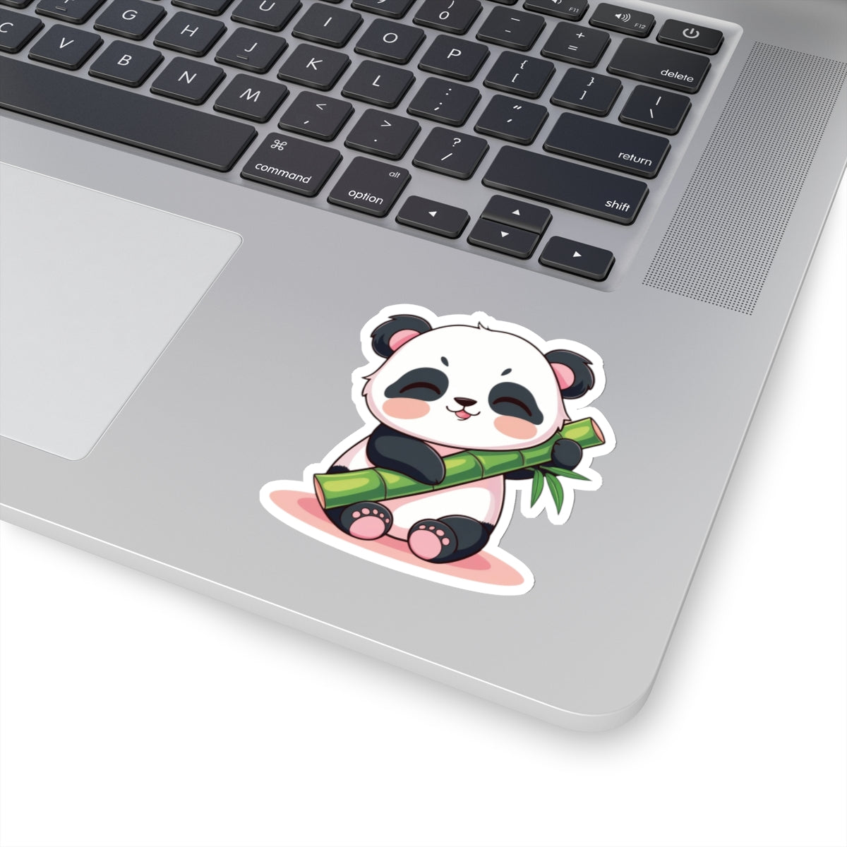 Sleepy Kawaii Panda Holding Bamboo