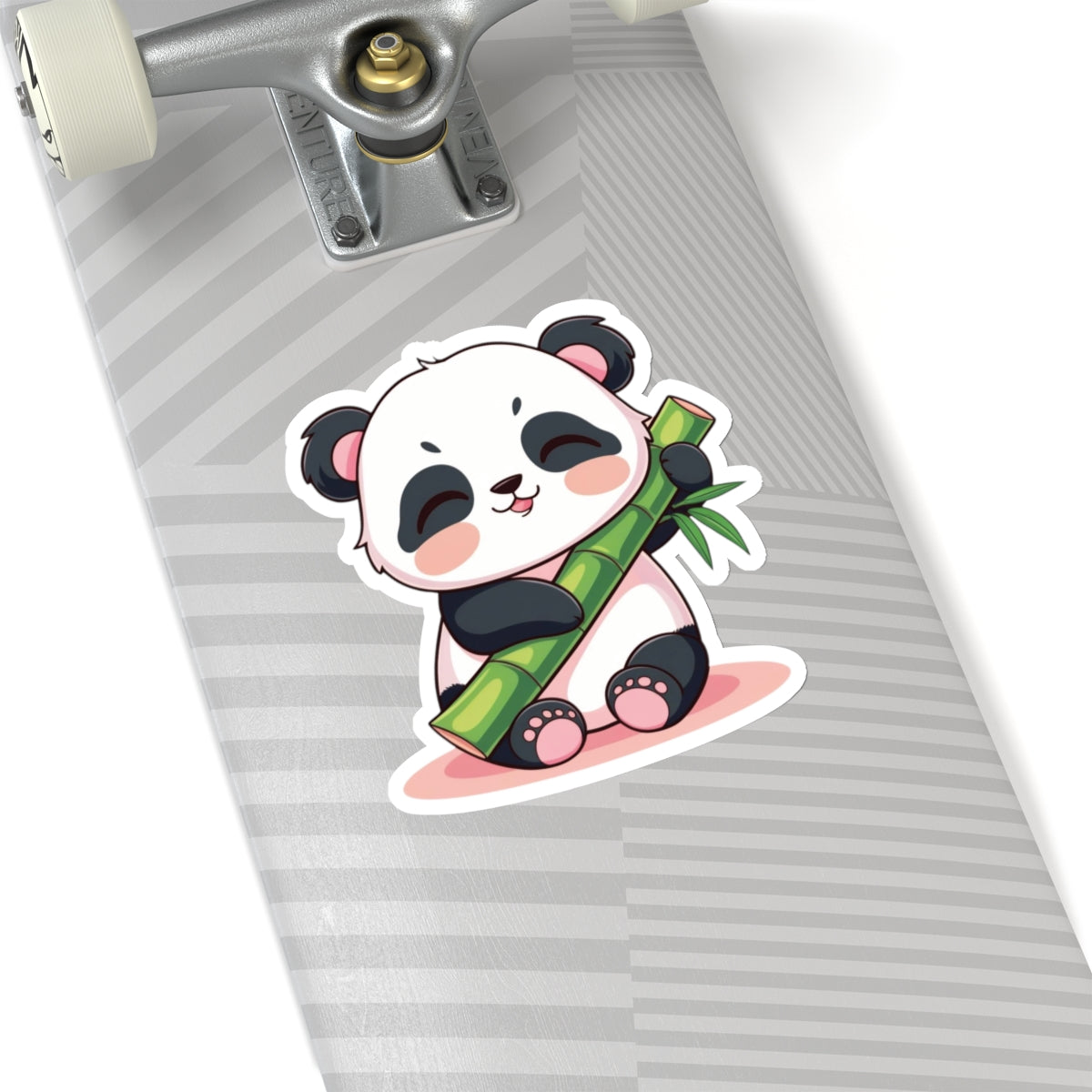 Sleepy Kawaii Panda Holding Bamboo