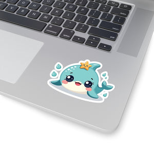 Adorable Dolphin Kiss Cut Vinyl Sticker | Cute and Whimsical Ocean Design for Water Bottles, Laptops, and More